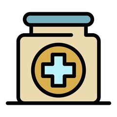 Medical bottle icon. Outline medical bottle vector icon color flat isolated