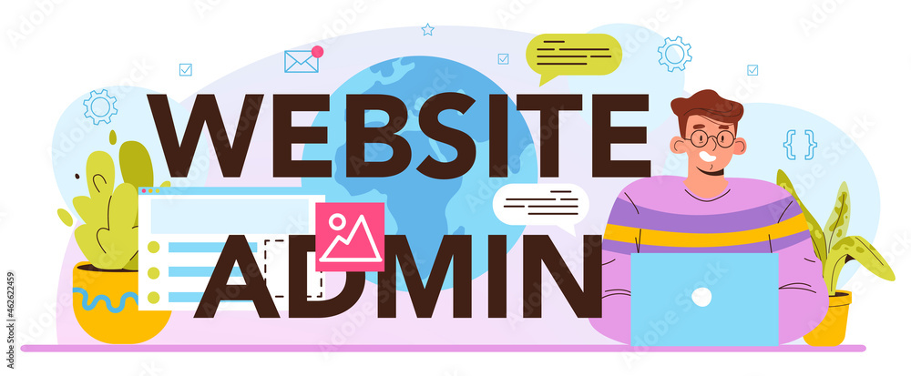 Poster website admin typographic header. content management system administrator