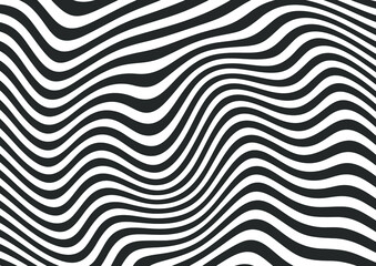 Abstract black and white wavy lines striped background