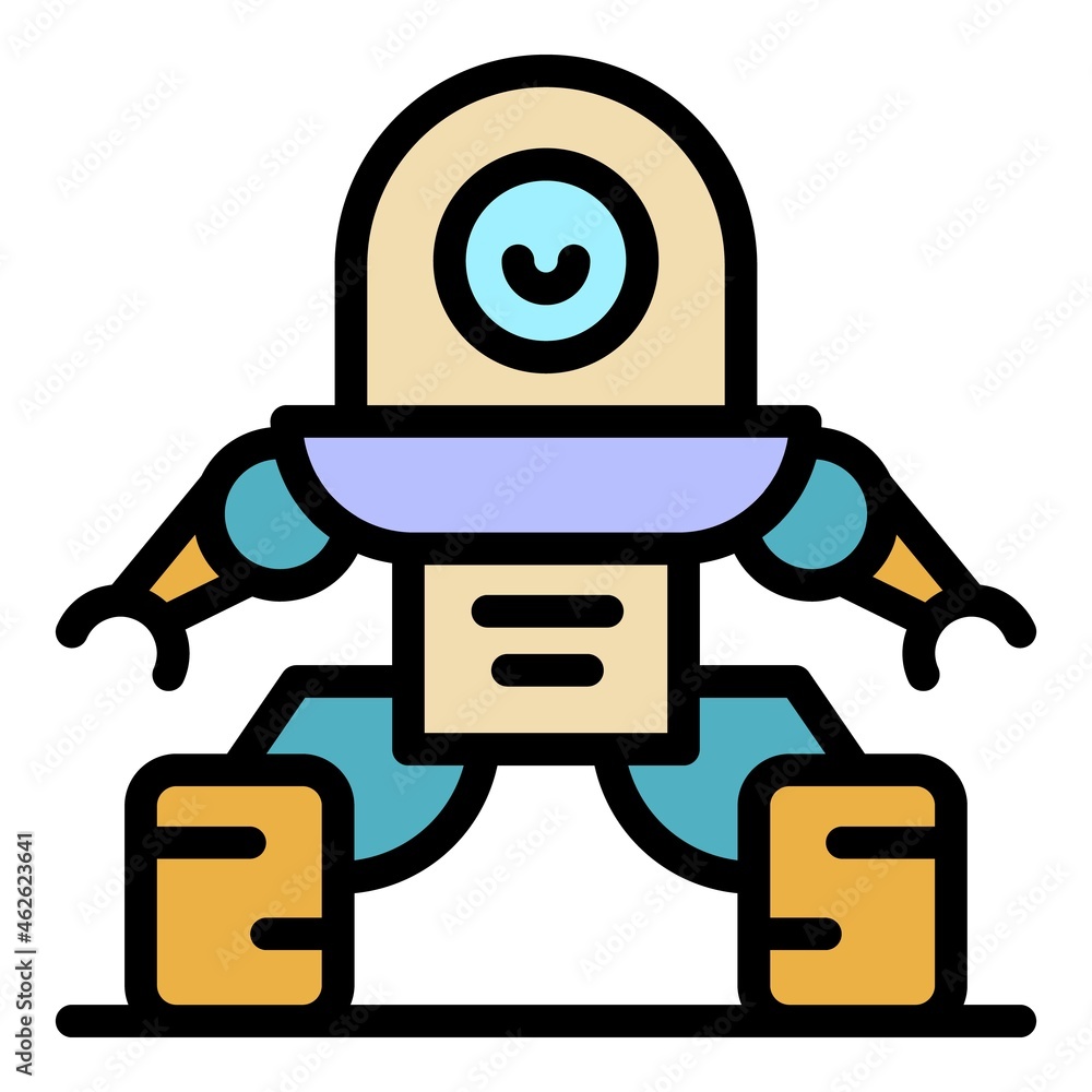 Poster fantasy robot icon. outline fantasy robot vector icon color flat isolated