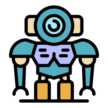 Futuristic robot icon. Outline futuristic robot vector icon color flat isolated