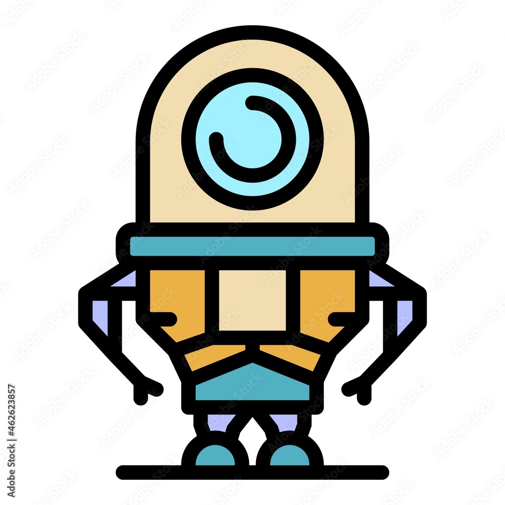 Poster fear robot icon. outline fear robot vector icon color flat isolated