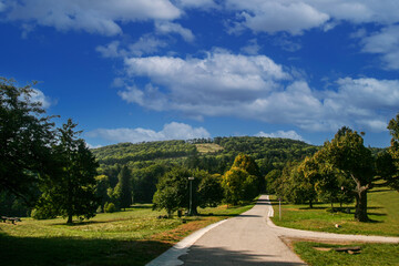 A landscape of a park next to the Smolenice Castle. A famous, one of the most touristic visited place on Slovakia. 