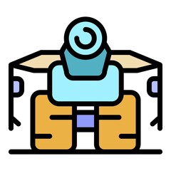 Wheels robot icon. Outline wheels robot vector icon color flat isolated