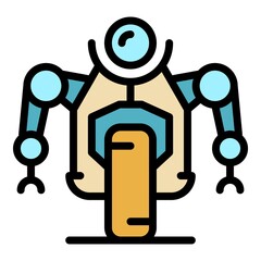 Road wheel robot icon. Outline road wheel robot vector icon color flat isolated