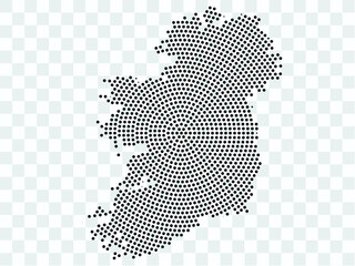 Abstract black map of Ireland - planet dots planet, isolated on transparent background.Vector eps 10
