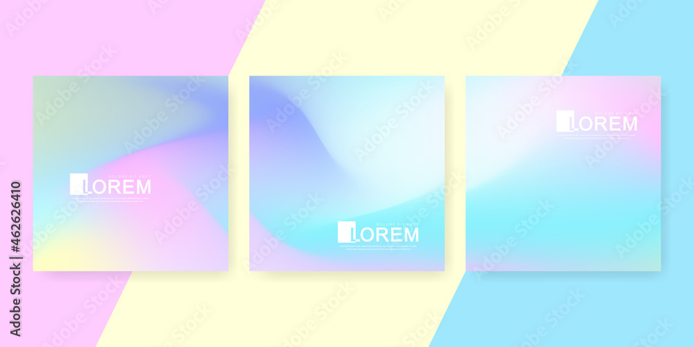 Aufkleber trendy abstract square mockup pastel colorful gradient art holographic templates. suitable for socia