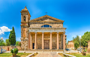 Fototapeta na wymiar Facade of the Roman Catholic Cathedral of Montalcino, Italy
