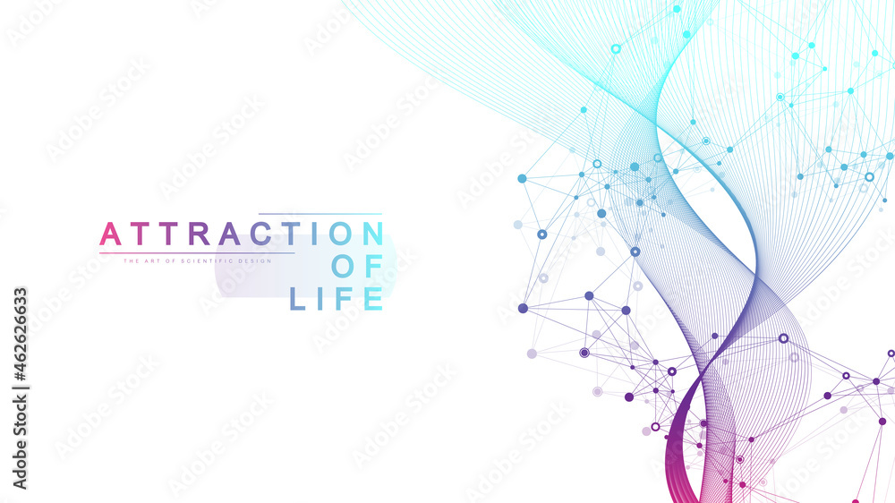 Aufkleber Attraction of life. Colorful abstract small particles and lines under high speed of motion. Circular explosion backdrop. Burst tech particles. Vector illustration