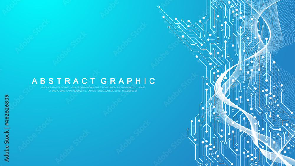 Aufkleber Motherboard vector background with circuit board electronic elements. Electronic texture for computer technology, engineering concept. Motherboard computer generated abstract illustration