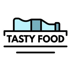 Obraz premium Tasty food logo. Outline tasty food vector logo color flat isolated
