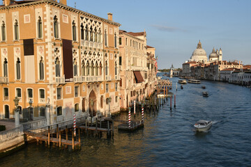 Naklejka premium A look down the Grand Canal of Venice towards the Santa Maria della Salute.