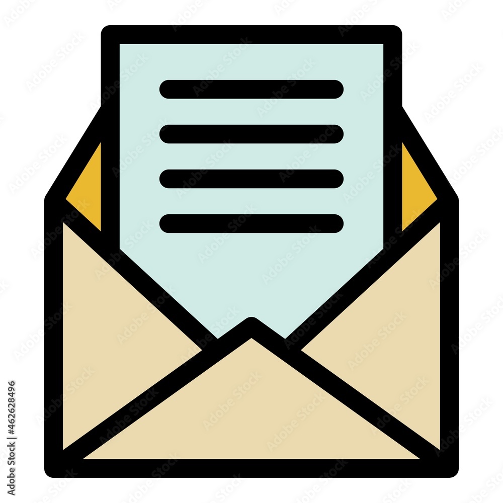 Poster open envelope letter icon. outline open envelope letter vector icon color flat isolated