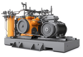 air compressor on a white background. heavy equipment. 3d render