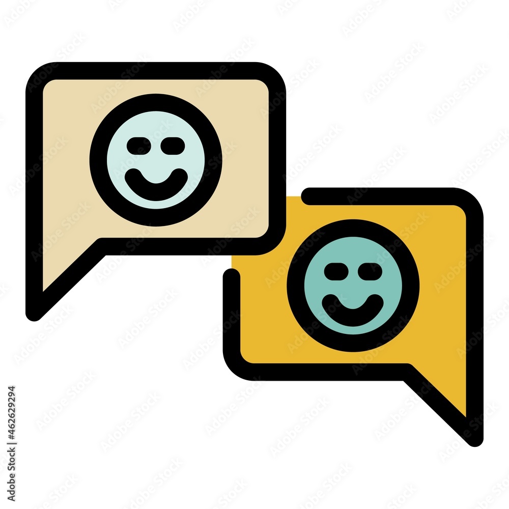 Aufkleber two chat bubbles with smiles icon. outline two chat bubbles with smiles vector icon color flat isola