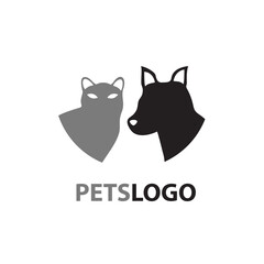 Pets logo isolated on white background. Pets logo for web site, label, emblem, ad and cover. Useful for business card and logotype template. Creative art concept, vector illustration	