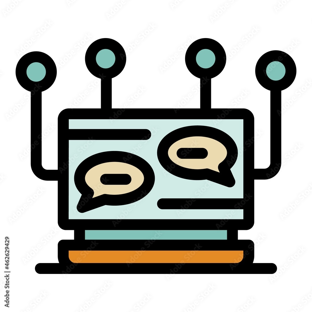 Poster laptop with footnotes icon. outline laptop with footnotes vector icon color flat isolated