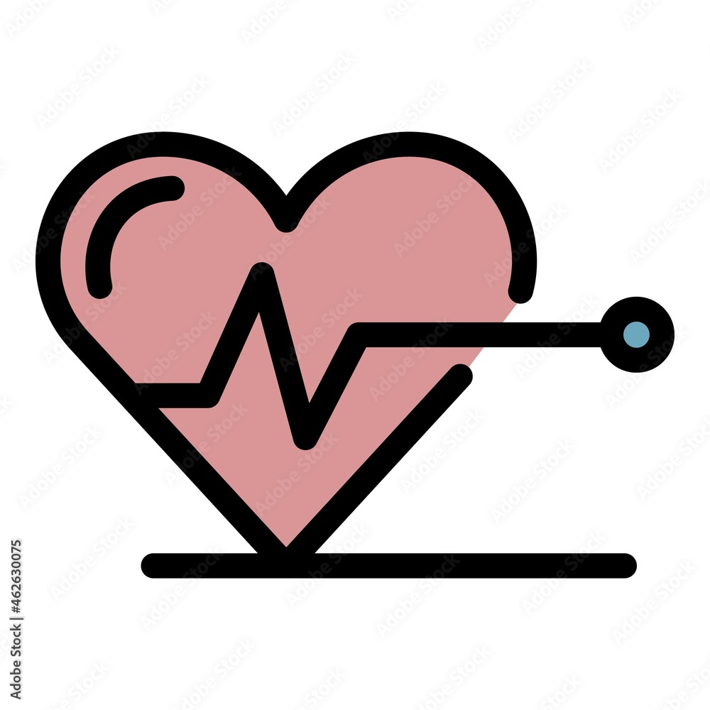 Aufkleber heart and pulse icon. outline heart and pulse vector icon color flat isolated