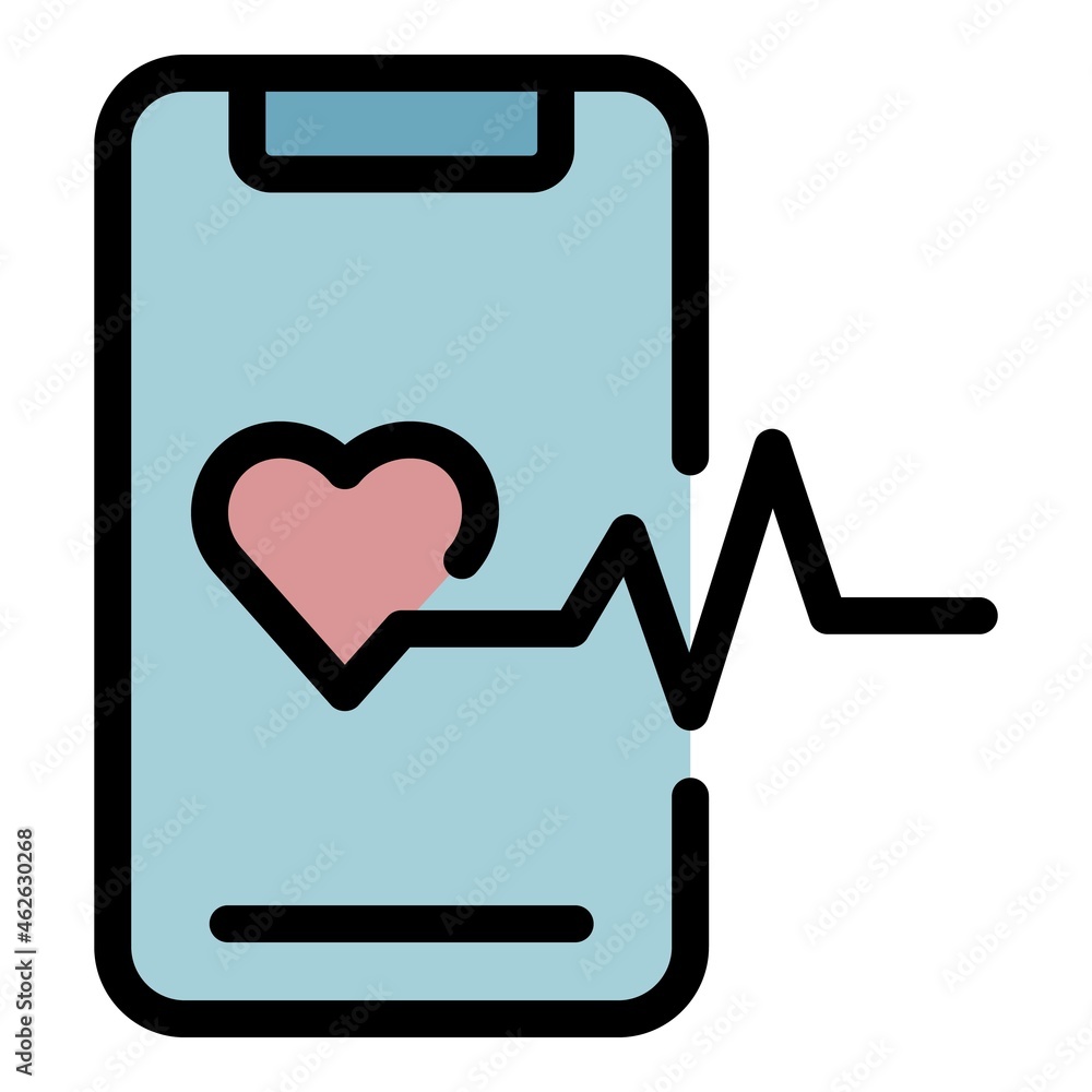 Poster smartphone heart monitoring icon. outline smartphone heart monitoring vector icon color flat isolate
