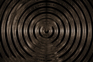 Dynamic bronze background with circle neon pattern. Cool modern art . Fashion rough black and brown cold backdrop. Cool stylish contemporary illustration. Trendy abstract web design