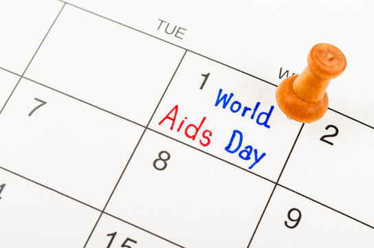 calendar marking the 1st december world aids day in red letter