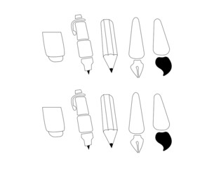 Obraz premium lineart illustration of drawing tools, simple lineart design of painting tools