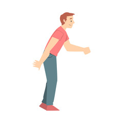 Happy Man Shaking Hand as Brief Greeting or Parting Tradition Vector Illustration