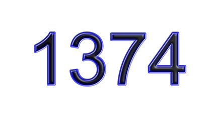 blue 1374 number 3d effect white background