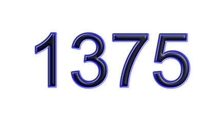 blue 1375 number 3d effect white background