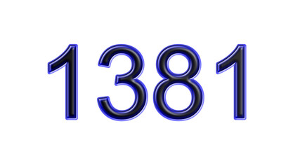blue 1381 number 3d effect white background