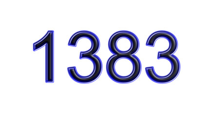 blue 1383 number 3d effect white background