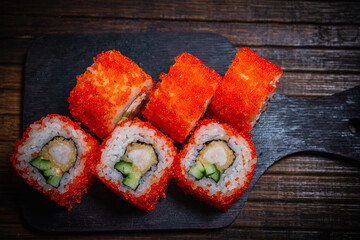 Sushi- delicious menu Fastfood- restaurant concept