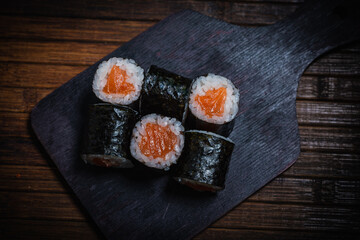 Sushi- delicious menu Fastfood- restaurant concept