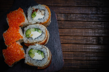 Sushi- delicious menu Fastfood- restaurant concept
