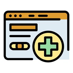 Online pharmacy icon. Outline online pharmacy vector icon color flat isolated