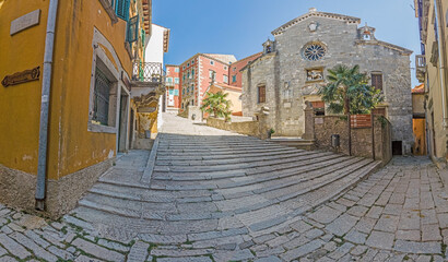 Picture from the historic center of the medieval town of Labin in central Istria during the day