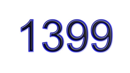blue 1399 number 3d effect white background