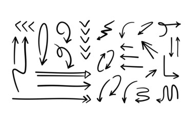 Arrow doodle set. Hand drawn set of arrows.
