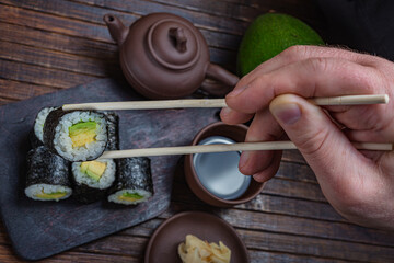 Japanese sushi - fast food. Asian traditional snack