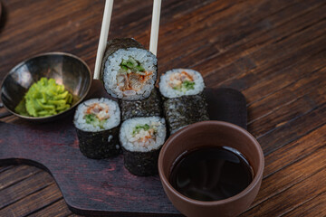 Japanese sushi - fast food. Asian traditional snack