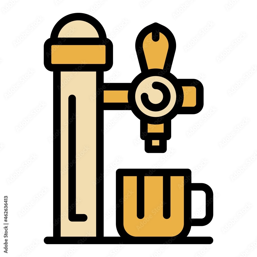 Wall mural Beer mug under the tap icon. Outline beer mug under the tap vector icon color flat isolated - Wall murals