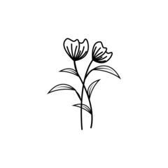 Fototapeta na wymiar flower line art logo icon vector template.