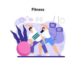 Fitness trainer. Workout in the gym with professional