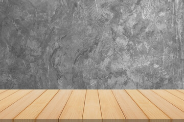 Empty top shelves or wood floor and concrete wall background For product background
