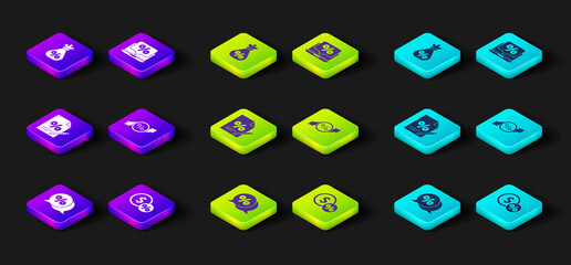 Set Discount percent tag, Money coin with, Finance document, Percent discount and laptop and bag icon. Vector