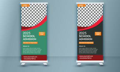 School Admission Rollup Banner Template or Stand X Banner