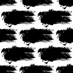 Fototapeta premium Vector Brush Seamless Pattern Grange Minimalist Geometric Design in Black Color. Modern Grung Collage Background for kids fabric and textile