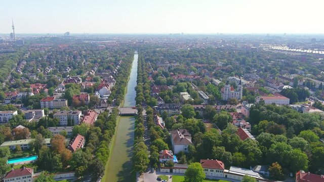Munich: Aerial view of city in Germany and capital of Bavaria - landscape panorama of Europe from above