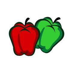 paprica vegetables isolated on white background