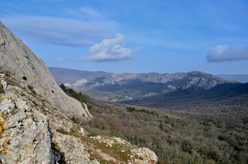 Fototapeta na wymiar Crimean mountains. Mountain landscape. Mountains and sky in the Crimea.